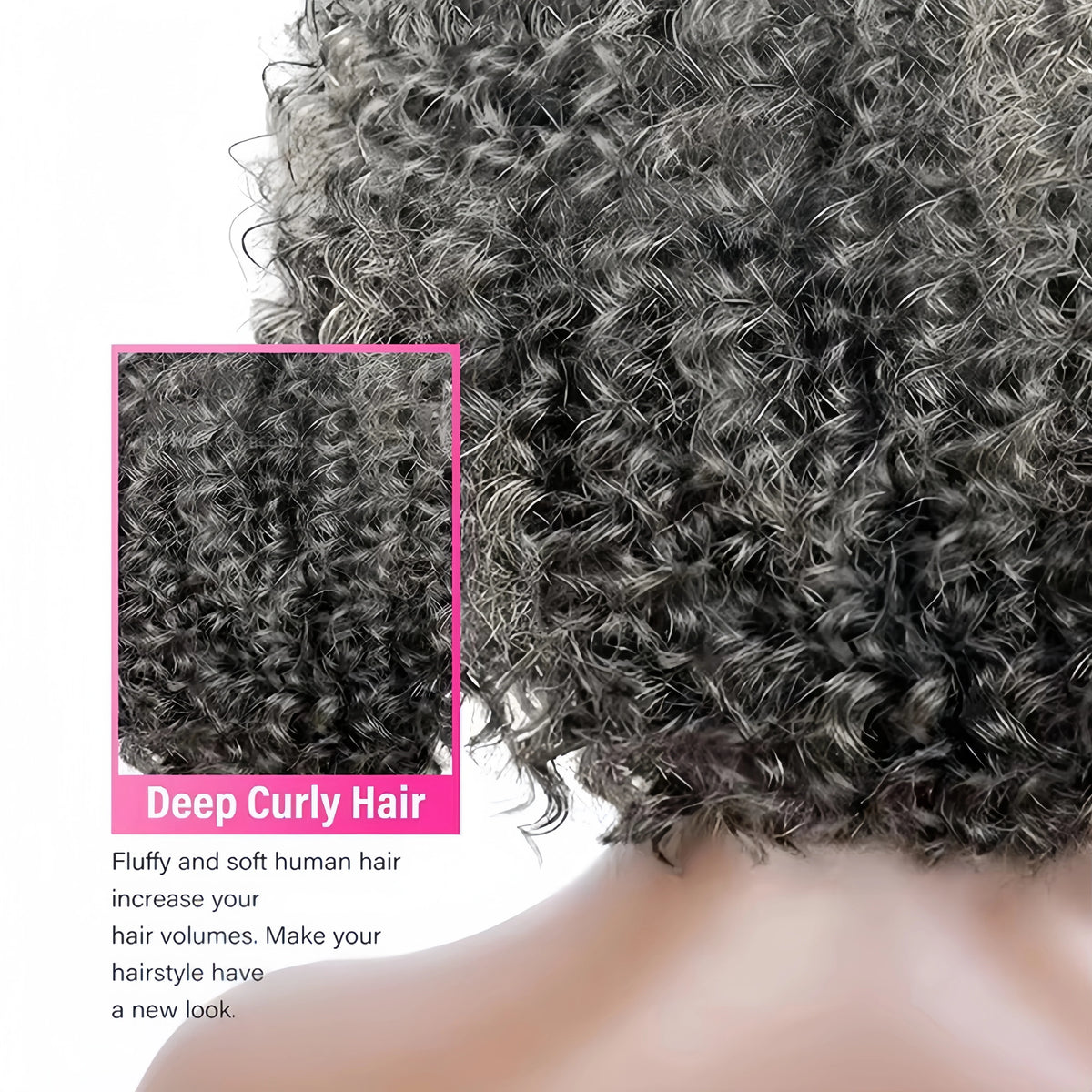 Brazilian Curly Short Grey Wavy Bob Wigs - Natural Remy 100% Human Hair Wig s - Silver Gray Wigs for Women, Deep Wave Frontal Wigs