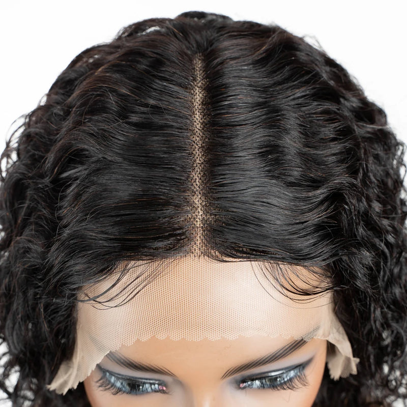 Short Curly Bob Human Hair Wigs for Women & Girls. Loose Deep Wave Brazilian Hair Wigs, 13X6X1