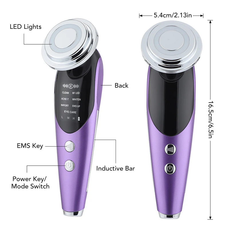 7 in 1 Anti-Aging/Skin Rejuvenation Device for Women, EMS LED Facial/Neck Firming Beauty Care Apparatus, Reduce Fine Lines