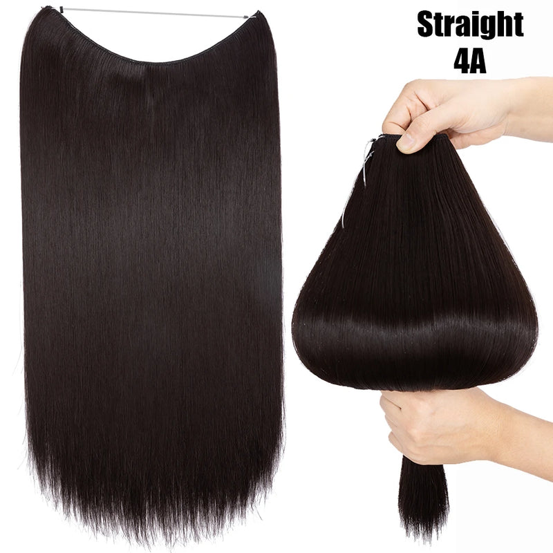 Synthetic 20 Inch Invisible Wire, No Clip-In, Hair Extensions, Fish Line Hairpieces/Hair Extensions Fake Hair For Women