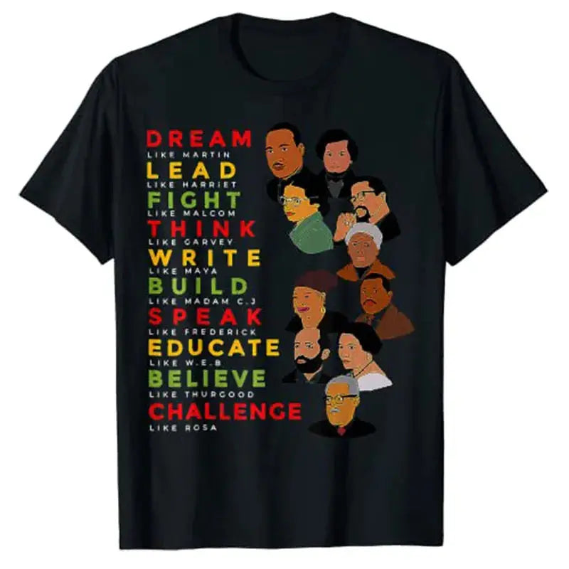 Dream Like Martin/Lead Like Harriet Black Pride T-Shirts, Short Sleeves in Many Colors-Shirts & tops-SWEET T 52