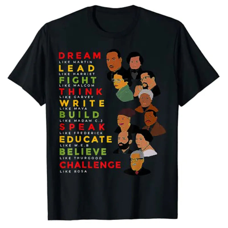 Dream Like Martin/Lead Like Harriet Black Pride T-Shirts, Short Sleeves in Many Colors