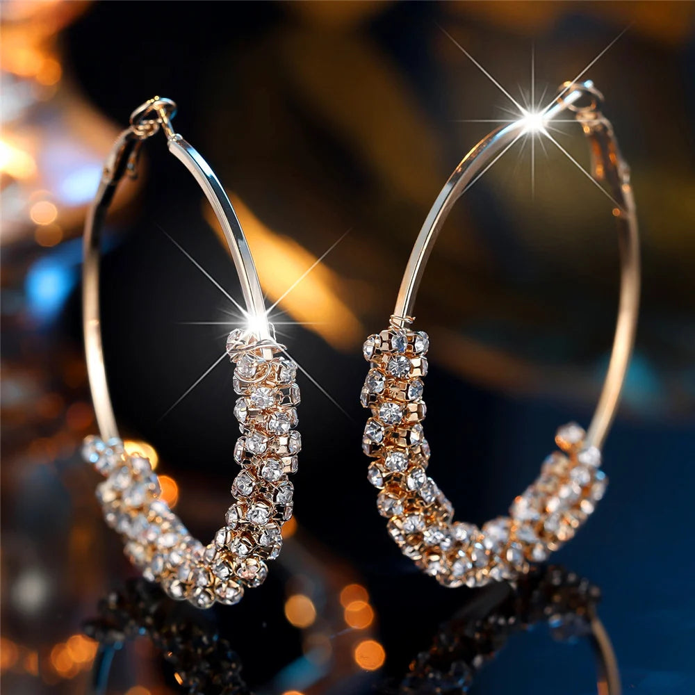 Charming Small Rainbow Round Zircon Stone Hoop Earrings - Fashion Gold Color Wedding Jewelry for Women