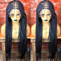 Synthetic 36" Full Lace Knotless Box Braided Wigs for Women - Cornrow Braids, Lace Frontal Wigs, Colored Braided Wigs