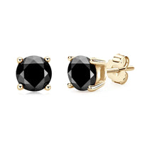 Black Moissanite Stud Earrings, Marked 925 Sterling Silver