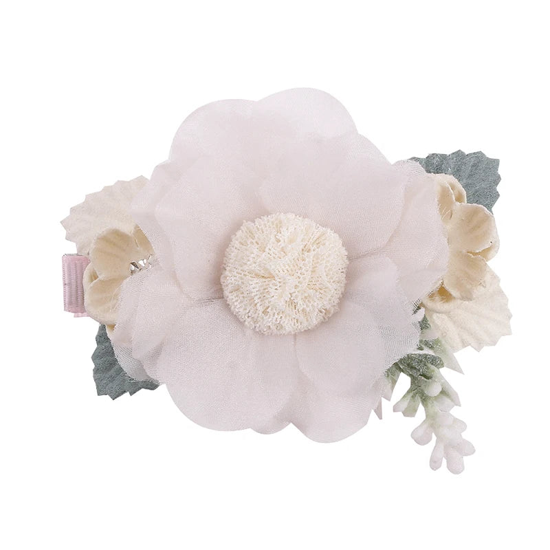 3pcs/set Artificial Flower Hairclip for Baby. Handmade Hairpin, Little Girl Bridal Wedding Party Barrette