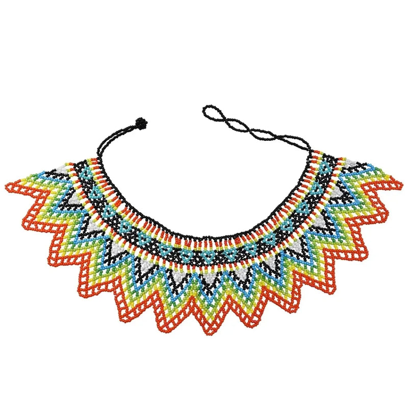 Multicolor African Resin Beads - Choker Style Necklace For Women and Girls, Ethnic Bib Collar