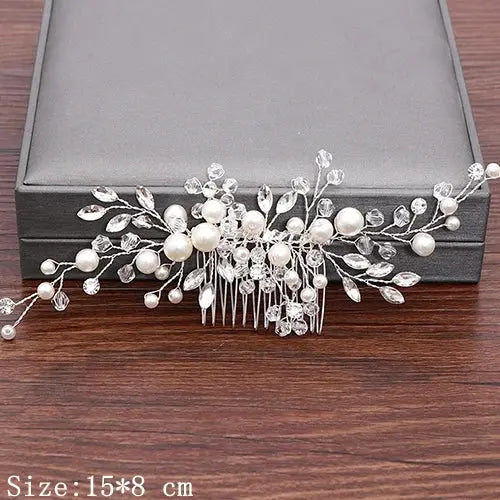 Wedding Hair Combs Bridal Hair Accessories For Women Hair Jewelry Silver Color Pearl Rhinestone Head Jewelry Women Accessories-hair accessories-SWEET T 52