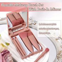 5-Piece Makeup Brush Set with Mirror Compact