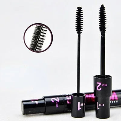 2 in 1 Double Purpose Mascara for Women & Girls, Waterproof and Sweatproof, Curling Brushes Makeup, Black