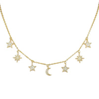 Moon/Star Tassel Zircon Necklace for Women. Choker Personality Fashion Jewelry for Casual Wear.