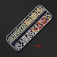 12Gird Box Multi Size AB/Colorful Non-Hotfix Rhinestones Flatback Crystal Diamond Gems 3D Glitter Nail Art Luxurious Decorations SWEET T 52