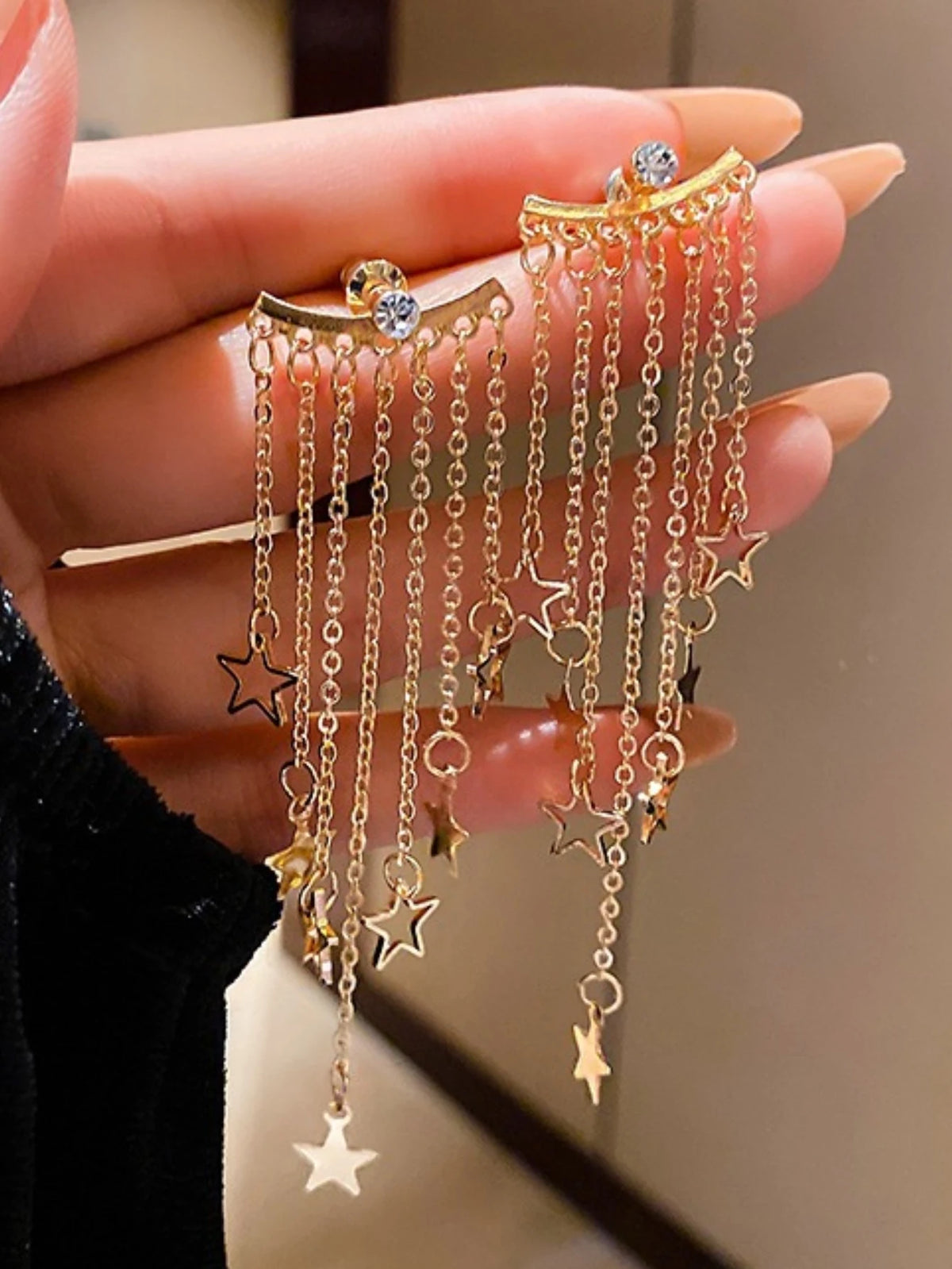 2PC Women's Fashion Trend Design, Long tassel Star Pendant Earrings - Banquet/Party/Festival/Gift