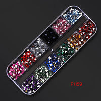 12Gird Box Multi Size AB/Colorful Non-Hotfix Rhinestones Flatback Crystal Diamond Gems 3D Glitter Nail Art Luxurious Decorations SWEET T 52