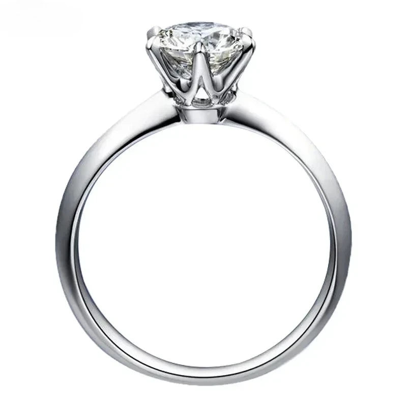Six-Claw Moissanite Ring, Marked 925 Sterling Silver