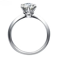 Six-Claw Moissanite Ring, Marked 925 Sterling Silver