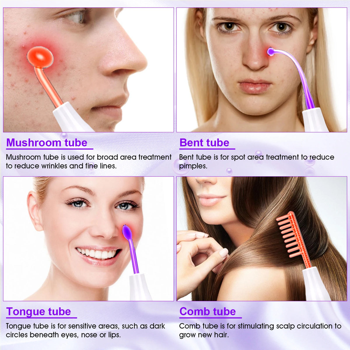 7 in 1 High Frequency Facial Machine Electrotherapy Glass Tube Electrode Wand Beauty Therapy Puffy Acne Spot Wrinkles Remover