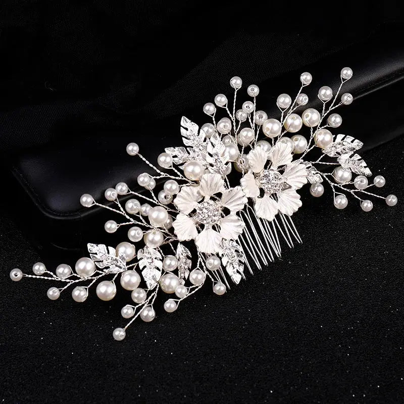 Luxury Crystal Pearl Flower Hair Comb/Headband/Tiara For Women & Girls - Bridal Wedding Hair Accessories/Hair Jewelry-hair accessories-SWEET T 52