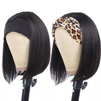 Headband Wigs Human Hair Bob Headband Wigs for Black Women Easy Put On and Go Glueless Wigs Short Straight Wigs Machine Made Wig Sweet T 52