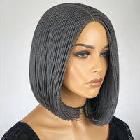 Glueless 5x5 Lace Bob Wig Salt Pepper Braided Hairstyles Wigs Micro Senegalese Twists Wig Human Hair Wigs For Black Women Sweet T 52