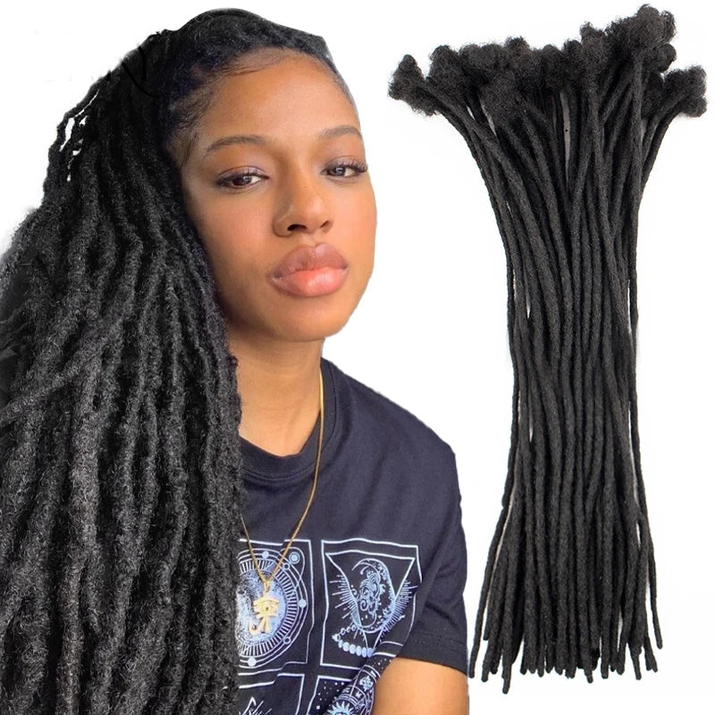 Extensions de cheveux humains Dreadlock pour hommes/femmes - Tresses au crochet, extensions de dreadlocks en cheveux biologiques, 0,6 cm