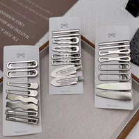 Y2K Silver Metal Hair Clips Set