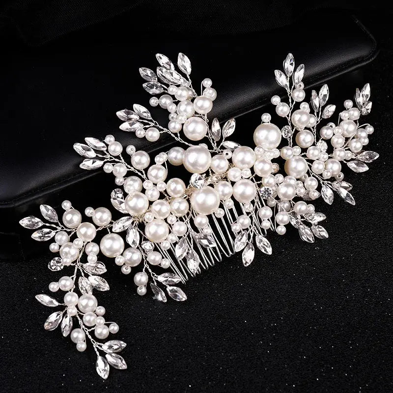 Luxury Crystal Pearl Flower Hair Comb/Headband/Tiara For Women & Girls - Bridal Wedding Hair Accessories/Hair Jewelry-hair accessories-SWEET T 52