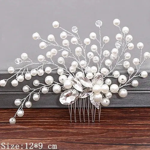 Wedding Hair Combs Bridal Hair Accessories For Women Hair Jewelry Silver Color Pearl Rhinestone Head Jewelry Women Accessories-hair accessories-SWEET T 52