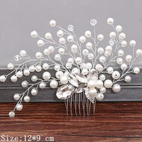 Wedding Hair Combs Bridal Hair Accessories For Women Hair Jewelry Silver Color Pearl Rhinestone Head Jewelry Women Accessories-hair accessories-SWEET T 52