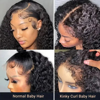 Short Kinky Curly Human Hair Frontal Bob Wigs, 4C Edges, Lace Front Wigs for Women & Girls - SWEET T 52