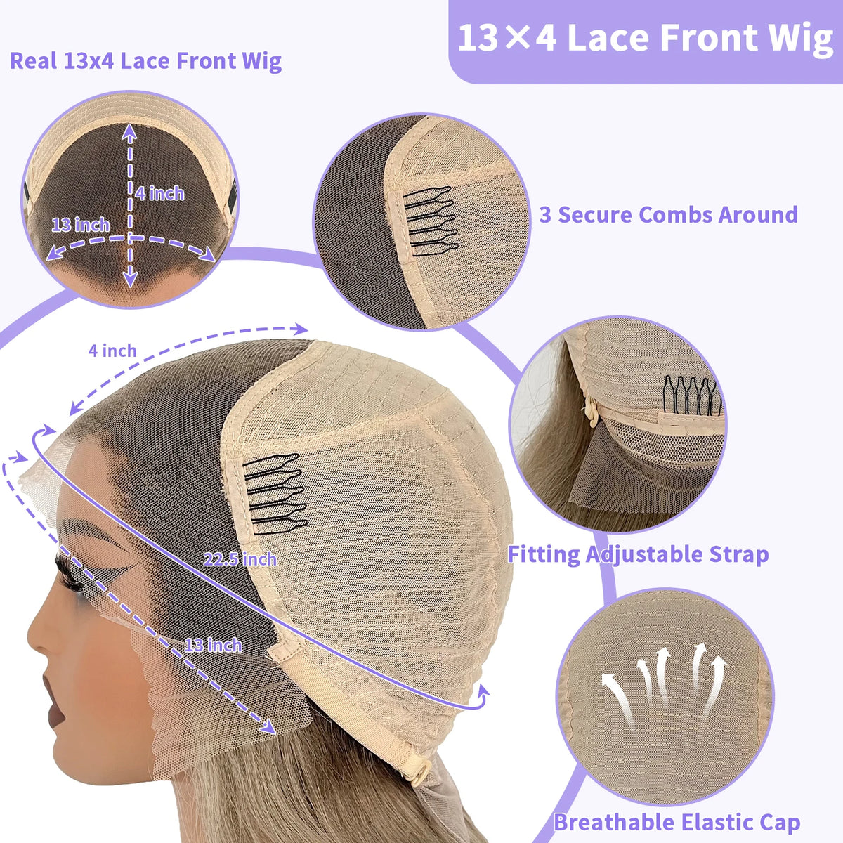 LUX VOGUE Dusk Sand Gold Balayage Color 100% Human Hair Wig Layer 260% Density Salon Quality 13x6 Upgrade Nude Color Lace Wig Sweet T 52