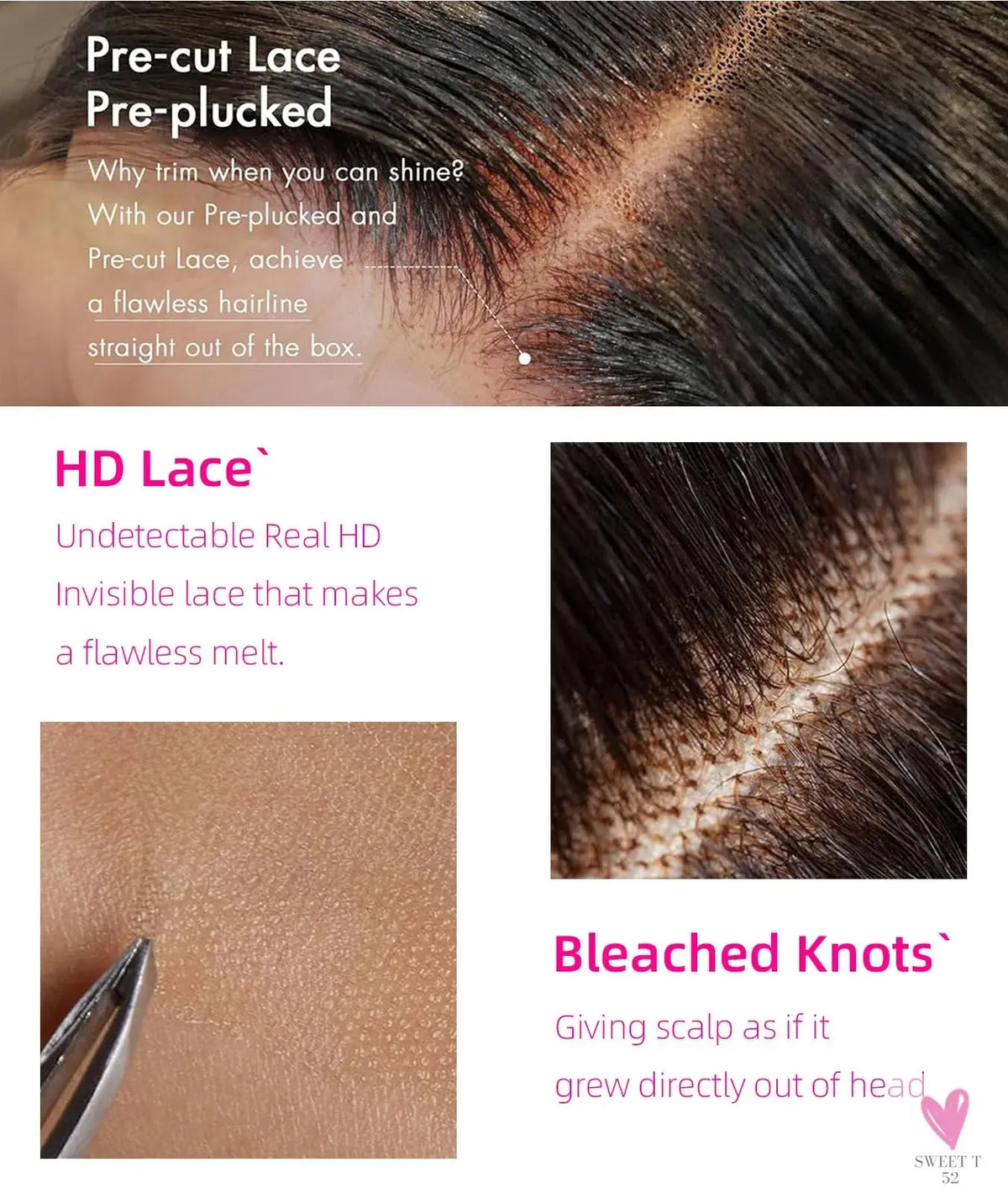 Salt & Pepper Body Wave Wigs - HD Transparent 5x5 Closure Short Lace Bob Wigs, 100% Brazilian Remy Human Hair Sweet T 52