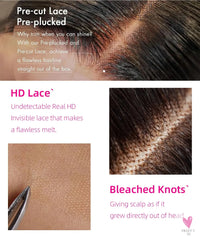 Salt & Pepper Body Wave Wigs - HD Transparent 5x5 Closure Short Lace Bob Wigs, 100% Brazilian Remy Human Hair Sweet T 52