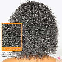 Salt & Pepper Wigs - Human Hair HD Grey Lace Front Human Hair Pre-Plucked Hairline, Deep Curly Bob Wigs Sweet T 52