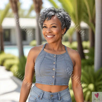Salt and Pepper Short Pixie Cut Wig, Natural Wave Bob Human Hair, Glueless Wig For Seniors Sweet T 52
