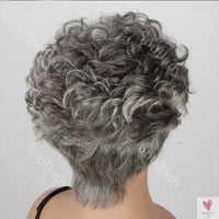Salt and Pepper Short Pixie Cut Wig, Natural Wave Bob Human Hair, Glueless Wig For Seniors Sweet T 52