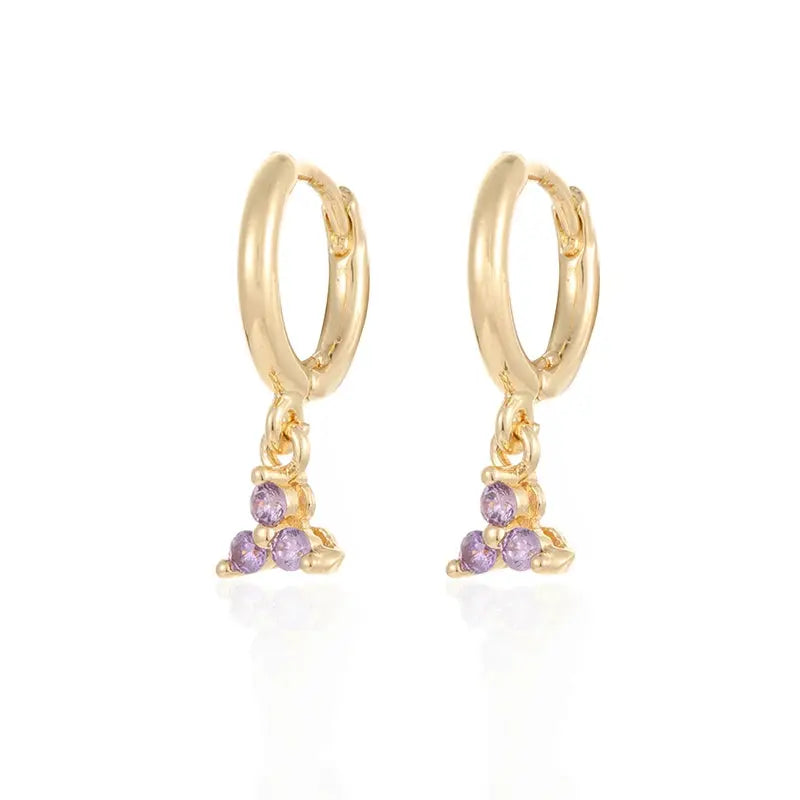 Gold Color Cute Water Drop Earrings For Women & Girls - Zircon Piercing Huggies/Hoop Dangle Earrings-earrings-SWEET T 52