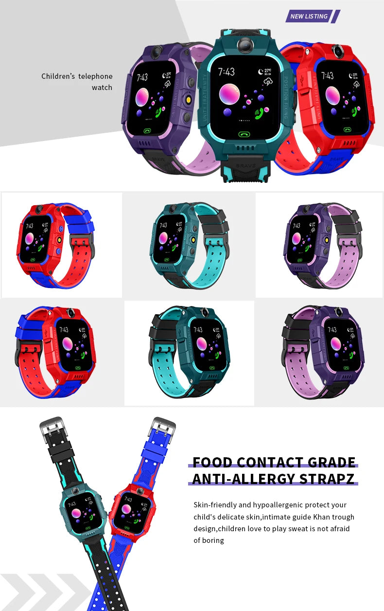 Children's Smart Watch - LBS location tracking, camera, phone, chat, games, Sos, Touch Screen, Unisex