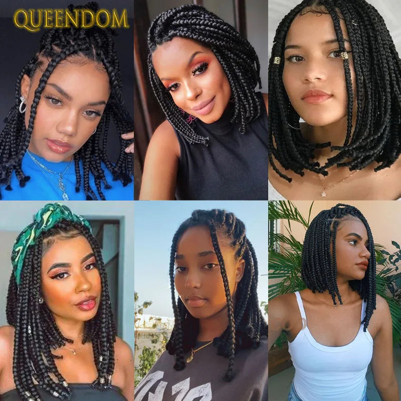 Full Lace Wigs for Black Women Short Bob Braided Wigs Knotless Box Braids 360 Lace Front Wigs Cornrow Synthetic Wigs 12 Inch Sweet T 52