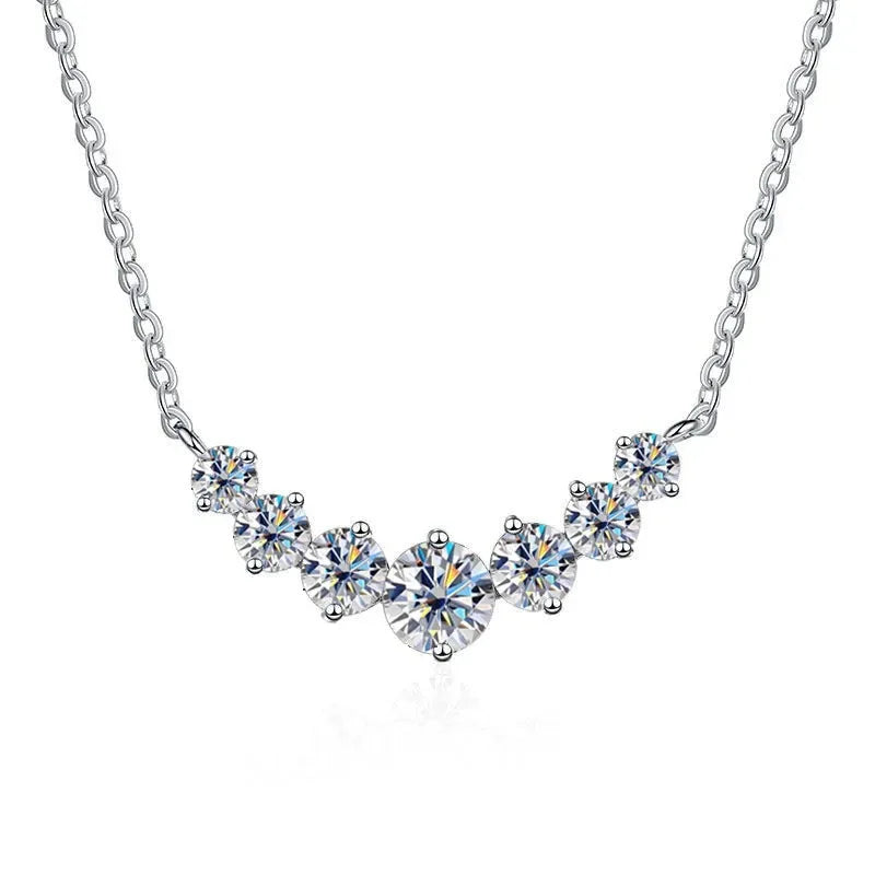 2.8 Carat Moissanite Cluster Necklace, Marked 925 Sterling Silver