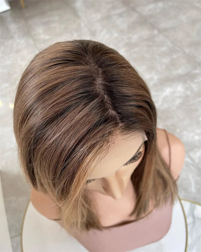 New Premium Futura Synthetic Hair lace Frontal wig Brown Caramel Blonde highlight colored Lace Front Wig Full Density For Women SWEET T 52