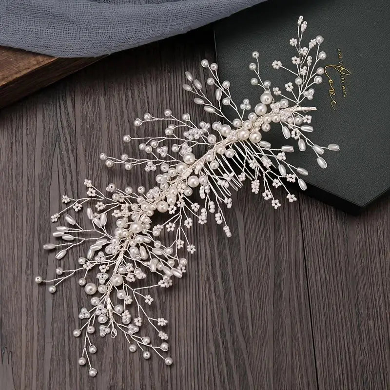 Luxury Crystal Pearl Flower Hair Comb/Headband/Tiara For Women & Girls - Bridal Wedding Hair Accessories/Hair Jewelry-hair accessories-SWEET T 52