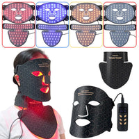 Silicone LED Face Mask with Neck, LED Photon Red Light Infrared Therapy/Flexible Facial Mask, Wireless Use