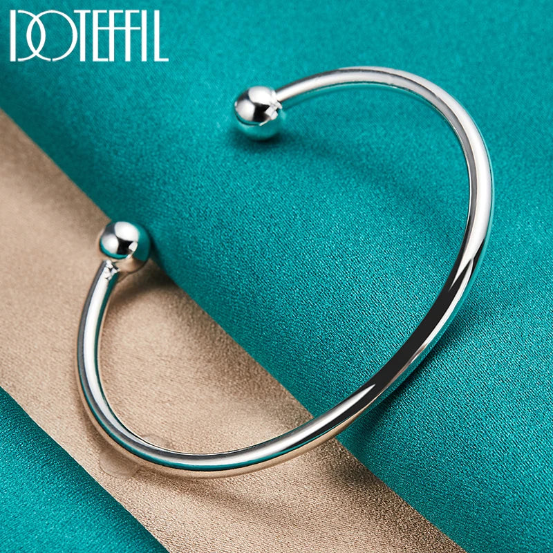 4 mm Bead Bracelet, Marked 925 Sterling Silver