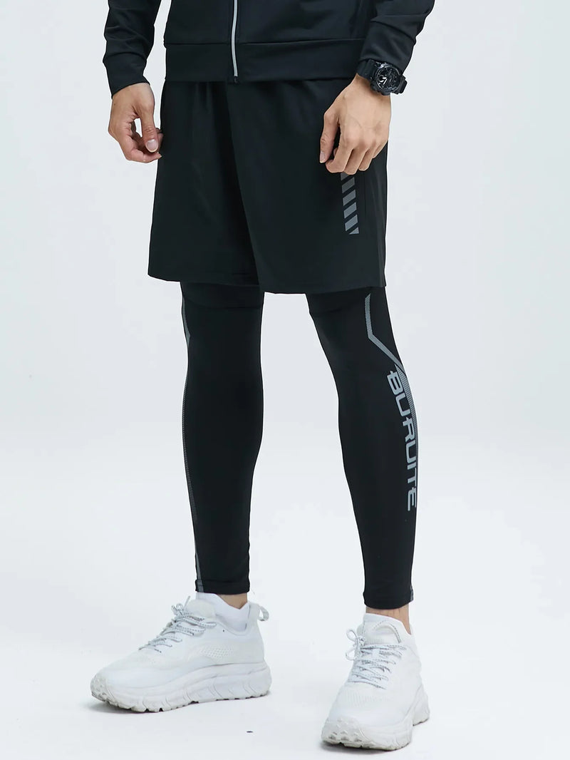 New 2-piece tight pants men's cycling base fitness shorts quick drying high elasticity sports set running training compression Sweet T 52