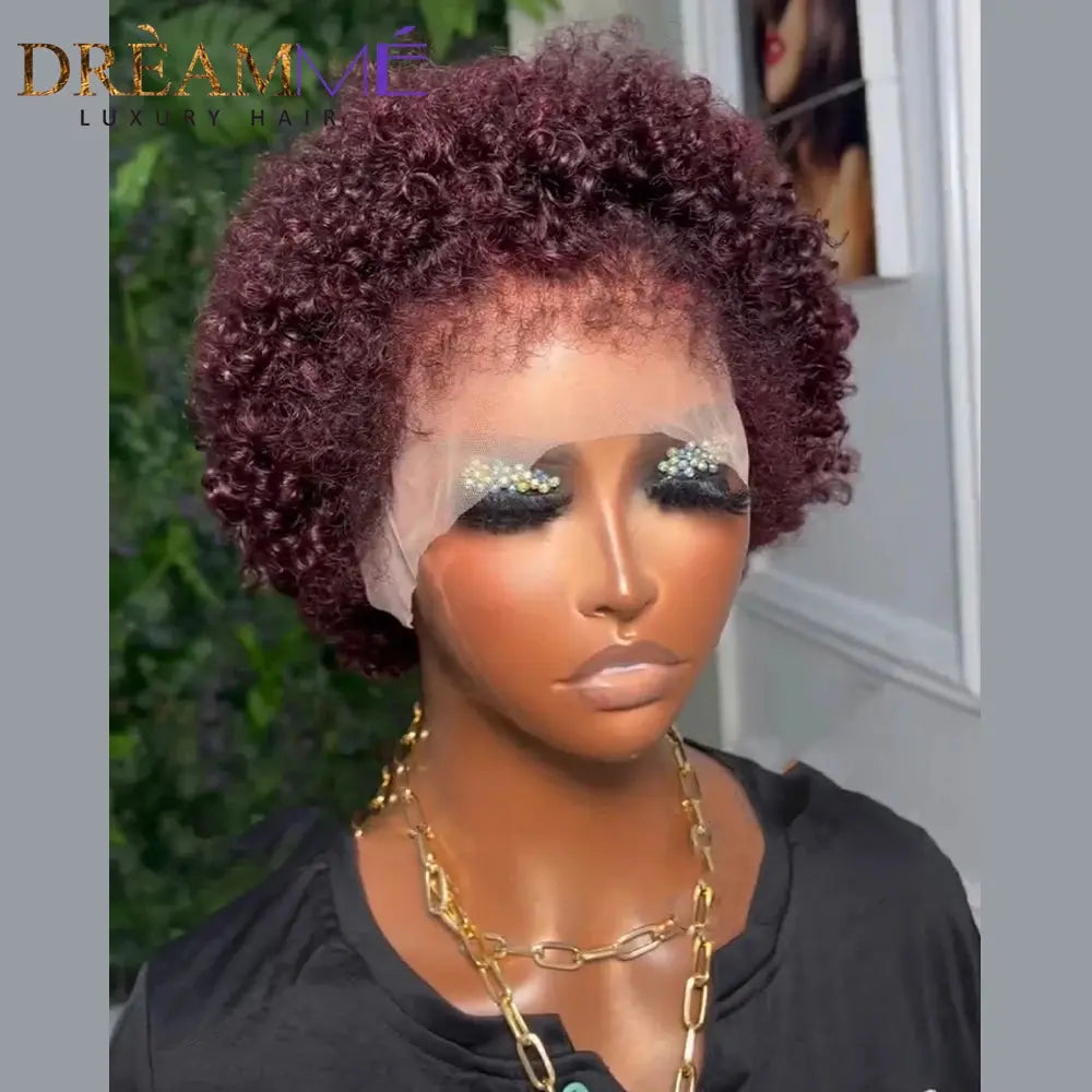 Short Bob - Curly Pixie Cut 13x4 Lace Front Human Hair Wigs with Kinky Hairline for Women - SWEET T 52