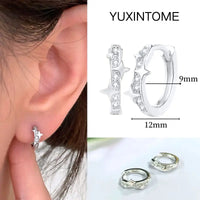 925 Silver Needle Star Hoop Earrings for Women - Five-pointed Star and Moon Pendant Huggie Earrings