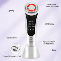 7 in 1 EMS Facial Massager - LED Light therapy, Sonic Ion Vibration Skin Tightening, Face Lifting, Anti Wrinkle Beauty Device