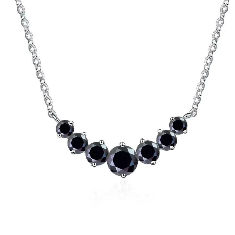 2.8 Carat Moissanite Cluster Necklace, Marked 925 Sterling Silver