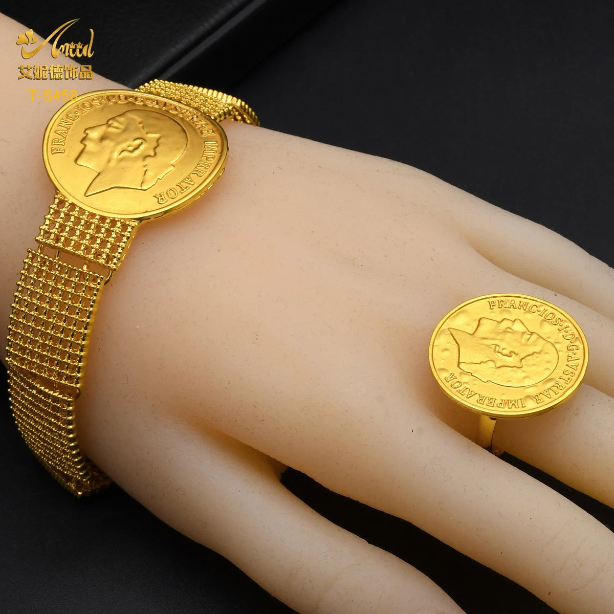 ANIID Ethiopian 24K Gold Color Coins Jewelry Set African Hawaiian Luxury Necklace Bracelet Pendant Set Dubai Wedding Gifts Sweet T 52